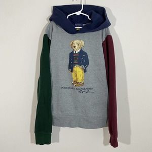 Polo Ralph Lauren Boys Large 14-16 Polo Bear Color-Blocked Fleece Hoodie